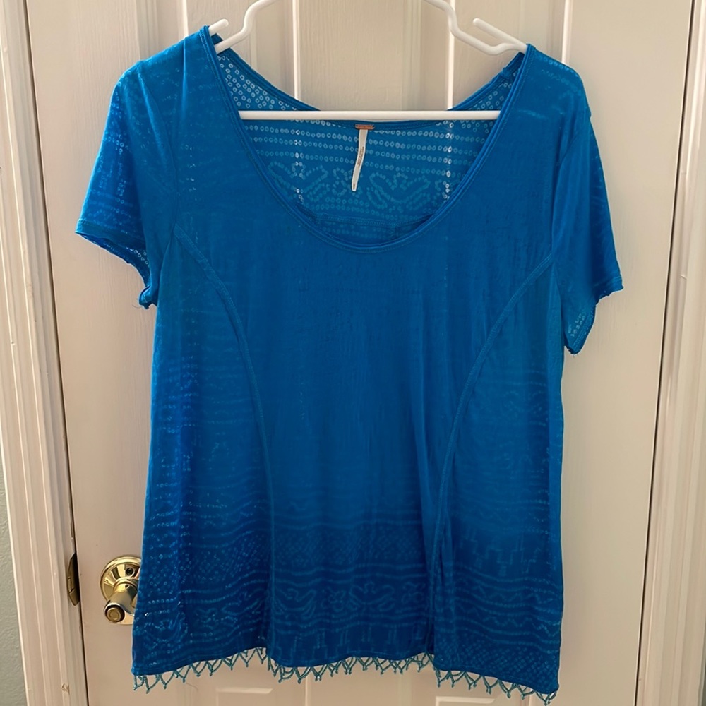 Free People Blue Beaded Top